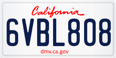 CA license plate 6VBL808
