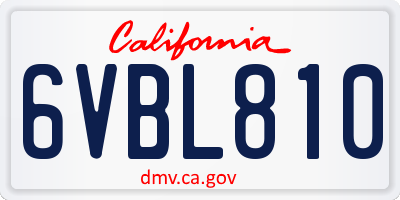 CA license plate 6VBL810