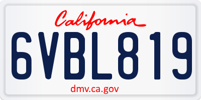 CA license plate 6VBL819