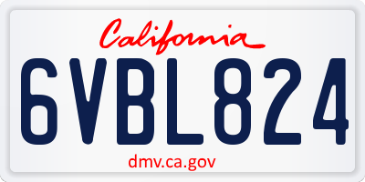 CA license plate 6VBL824