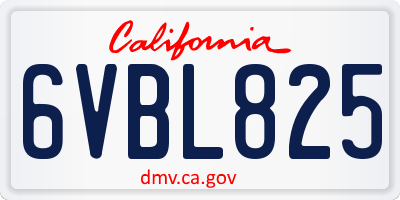 CA license plate 6VBL825
