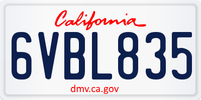 CA license plate 6VBL835