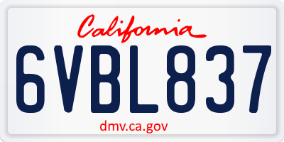CA license plate 6VBL837