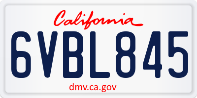 CA license plate 6VBL845