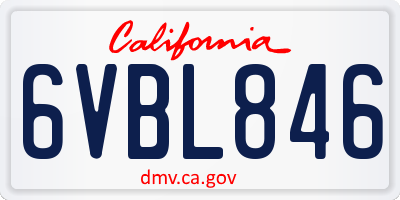 CA license plate 6VBL846