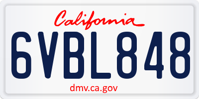 CA license plate 6VBL848