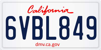 CA license plate 6VBL849