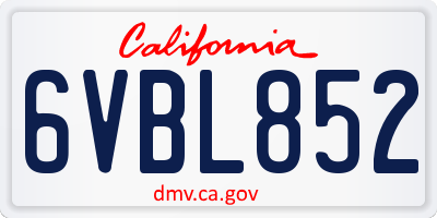 CA license plate 6VBL852