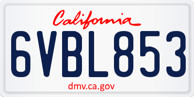 CA license plate 6VBL853
