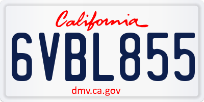 CA license plate 6VBL855