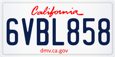 CA license plate 6VBL858