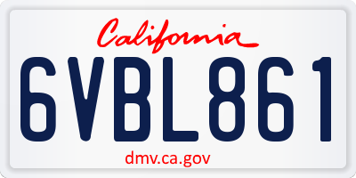 CA license plate 6VBL861