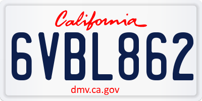 CA license plate 6VBL862