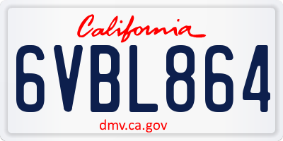CA license plate 6VBL864