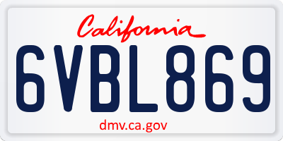 CA license plate 6VBL869