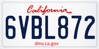 CA license plate 6VBL872