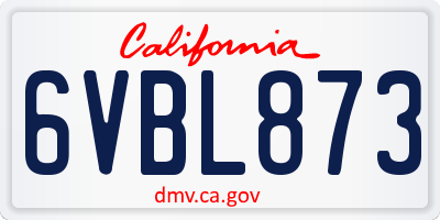 CA license plate 6VBL873