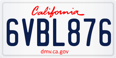 CA license plate 6VBL876