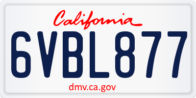 CA license plate 6VBL877