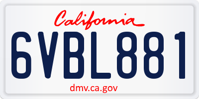 CA license plate 6VBL881