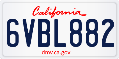 CA license plate 6VBL882