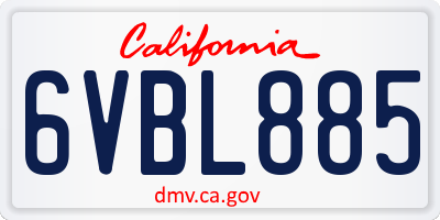 CA license plate 6VBL885