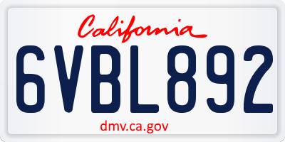 CA license plate 6VBL892