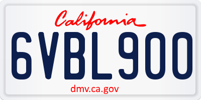 CA license plate 6VBL900