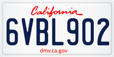 CA license plate 6VBL902