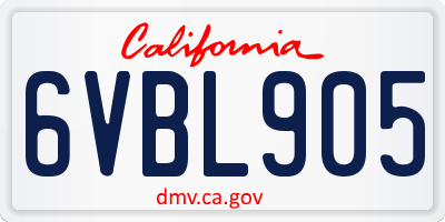 CA license plate 6VBL905