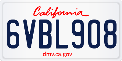 CA license plate 6VBL908