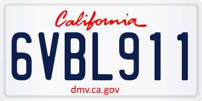 CA license plate 6VBL911