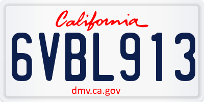 CA license plate 6VBL913
