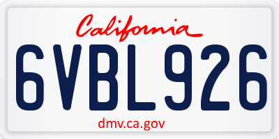 CA license plate 6VBL926