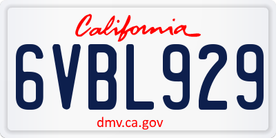 CA license plate 6VBL929