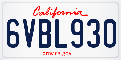 CA license plate 6VBL930