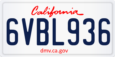 CA license plate 6VBL936