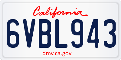 CA license plate 6VBL943