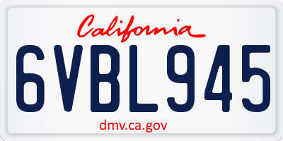CA license plate 6VBL945