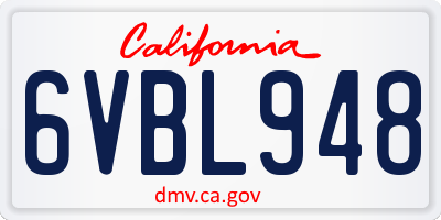 CA license plate 6VBL948