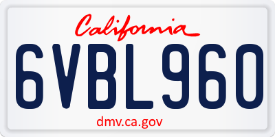 CA license plate 6VBL960