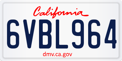 CA license plate 6VBL964