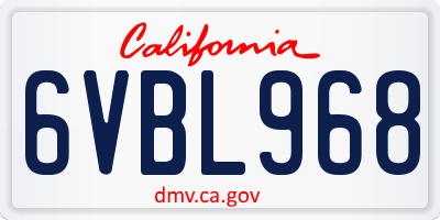 CA license plate 6VBL968