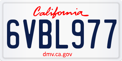 CA license plate 6VBL977