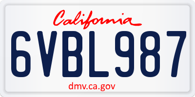 CA license plate 6VBL987