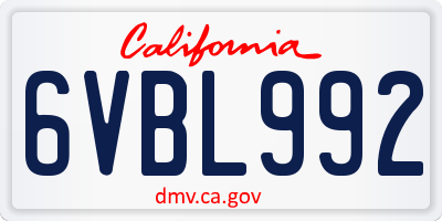 CA license plate 6VBL992