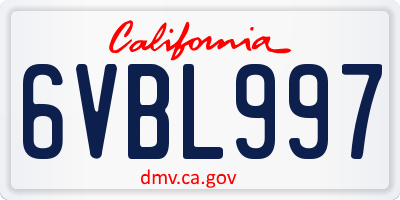 CA license plate 6VBL997
