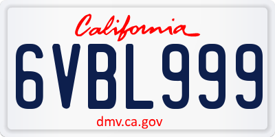 CA license plate 6VBL999