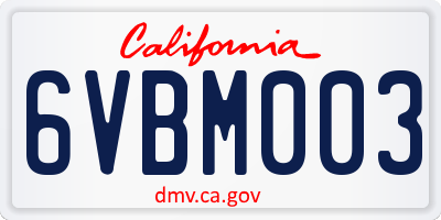 CA license plate 6VBM003