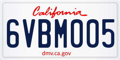 CA license plate 6VBM005